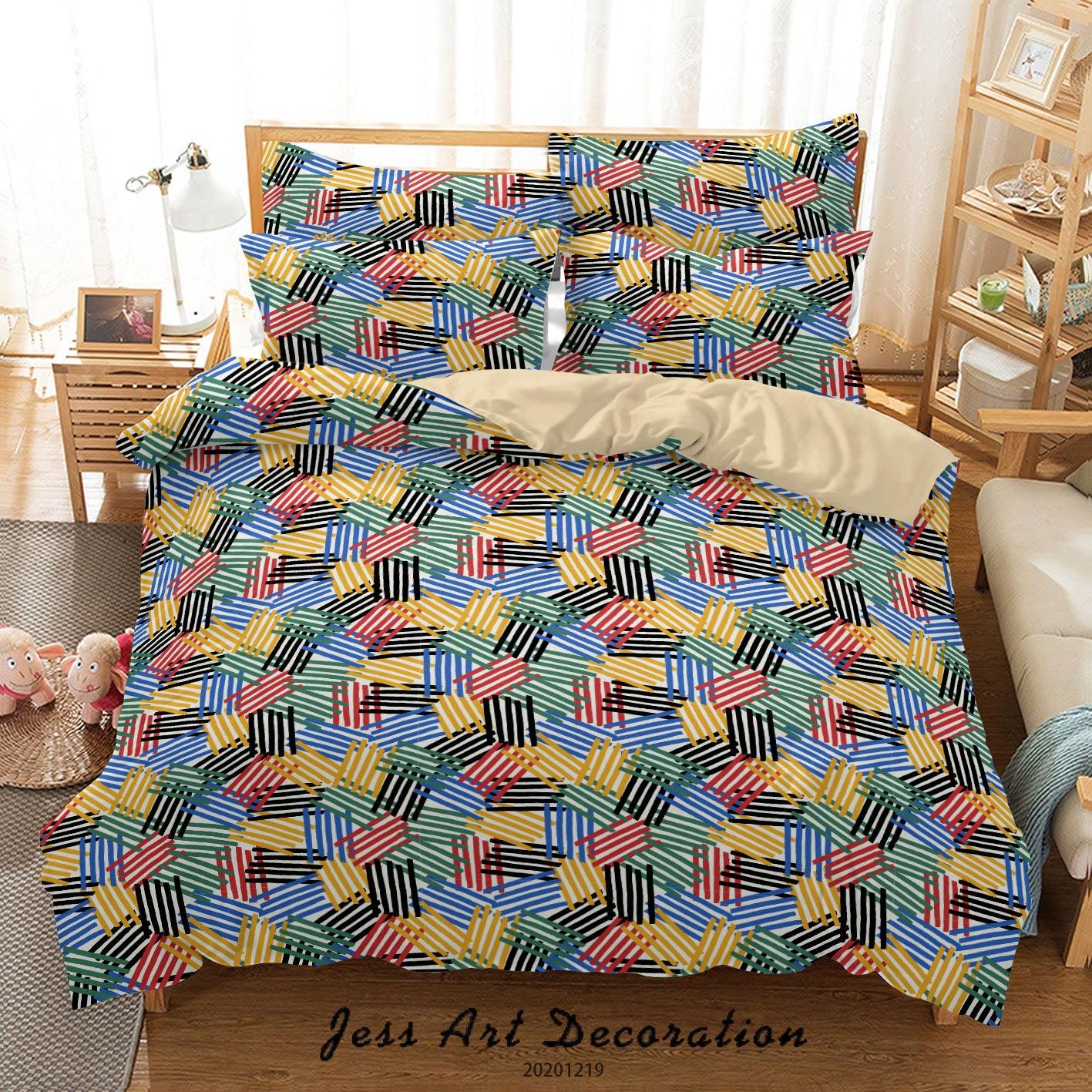 3D Abstract Colorful Geometric Pattern Quilt Cover Set Bedding Set Duvet Cover Pillowcases 73- Jess Art Decoration