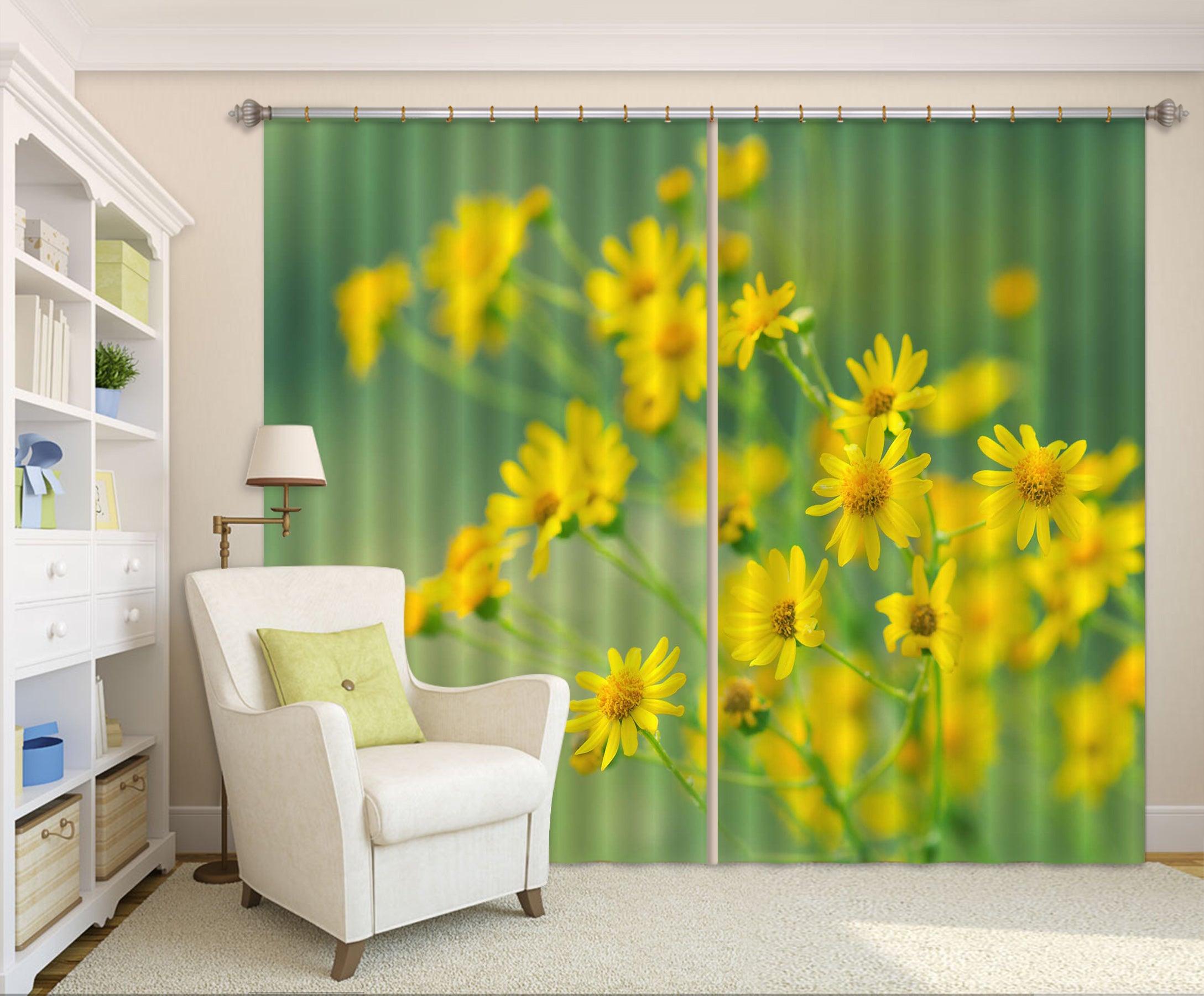 3D Yellow Flowers Curtains and Drapes SF86- Jess Art Decoration
