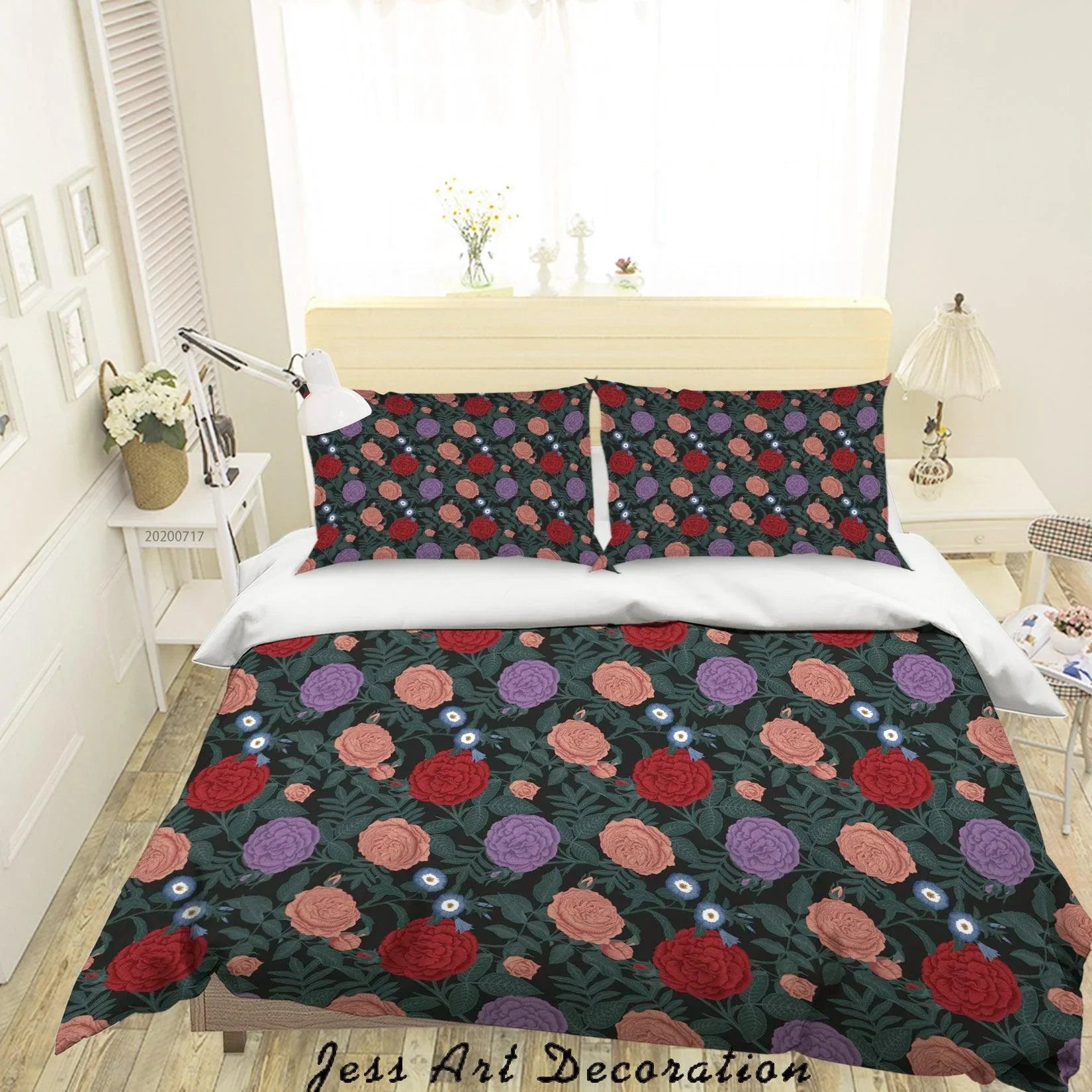 3D Vintage Floral Quilt Cover Set Bedding Set Duvet Cover Pillowcases WJ 1547- Jess Art Decoration