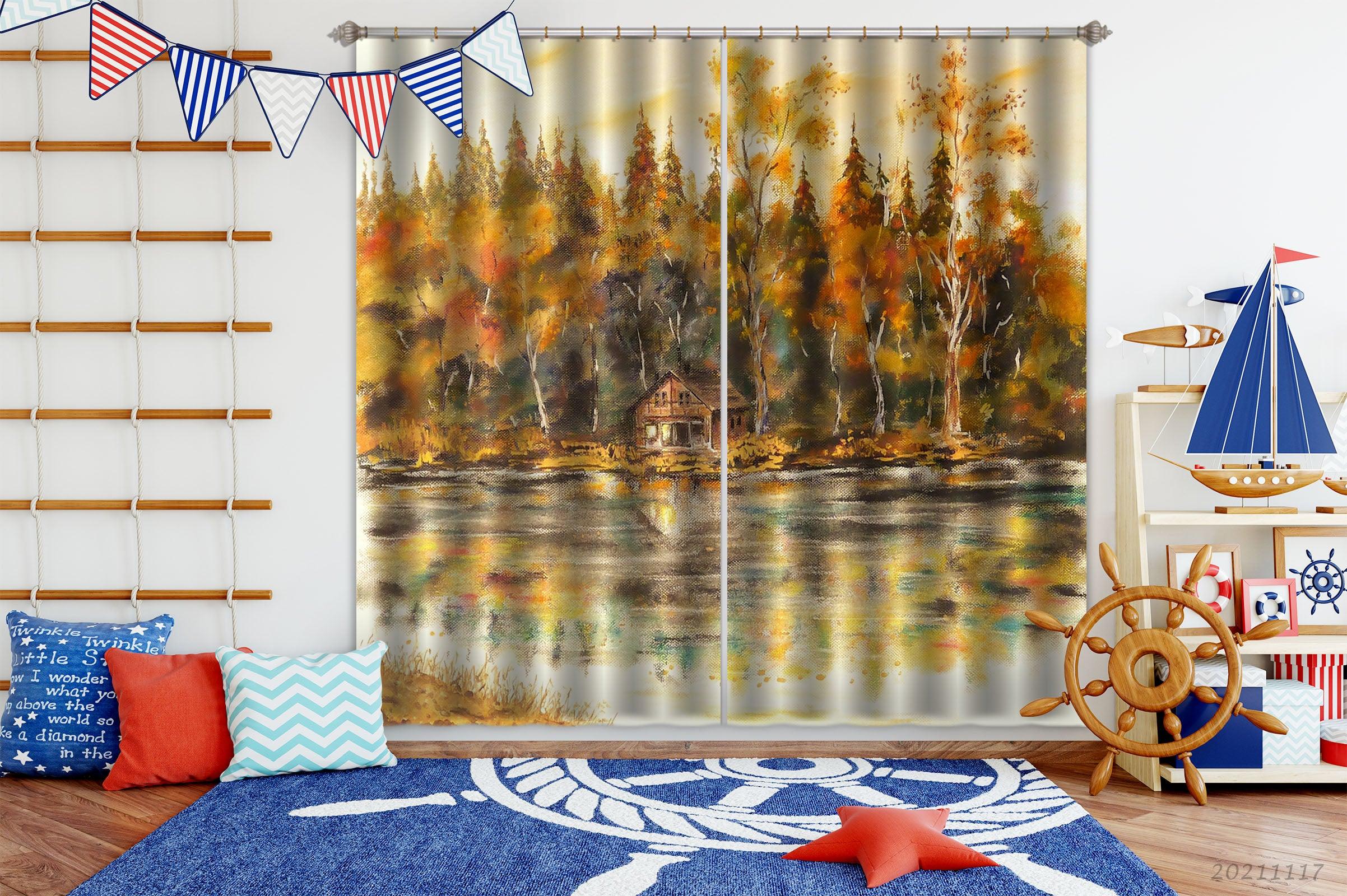 3D Landscape Oil Painting Curtains and Drapes LQH 182- Jess Art Decoration