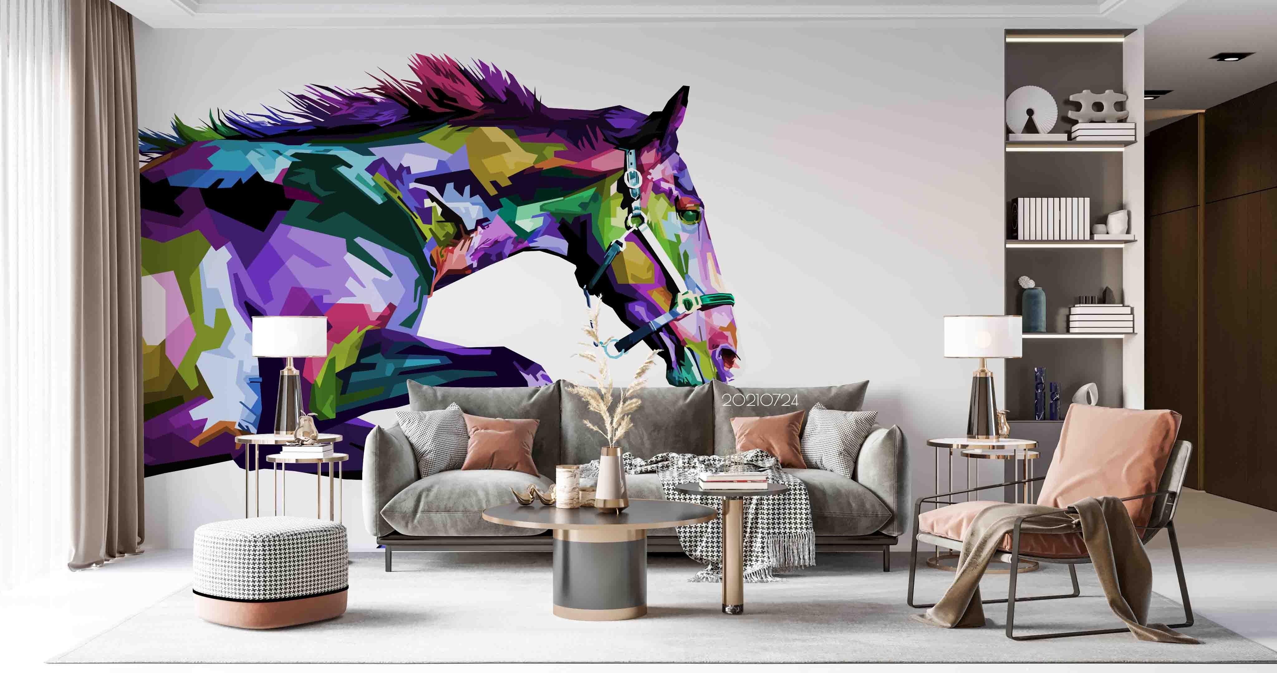 3D Color Art Horse Running Wall Mural Wallpaper SWW3616- Jess Art Decoration