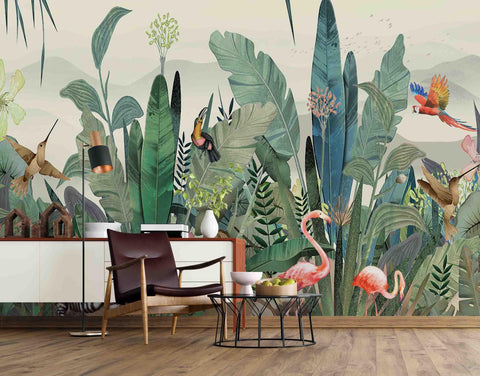 3D Tropical Jungle Landscape Wall Mural Wallpaper LQH 40- Jess Art Decoration