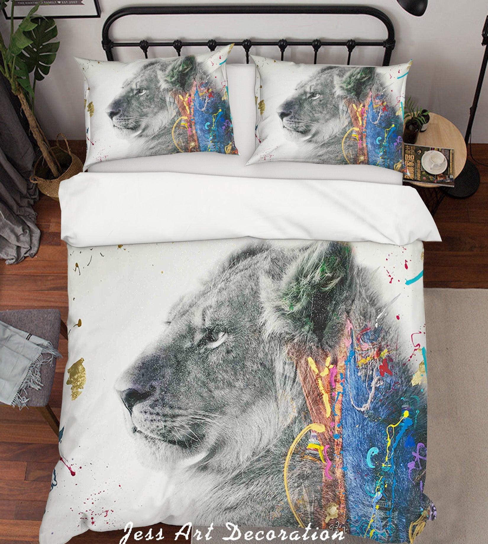 3D Fine Art Lion Animal Quilt Cover Set Bedding Set Duvet Cover Pillowcases LXL- Jess Art Decoration