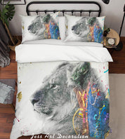 3D Fine Art Lion Animal Quilt Cover Set Bedding Set Duvet Cover Pillowcases LXL- Jess Art Decoration