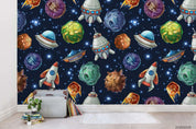 3D Planets Spaceships Rocket Wall Mural Wallpaper WJ 6777- Jess Art Decoration