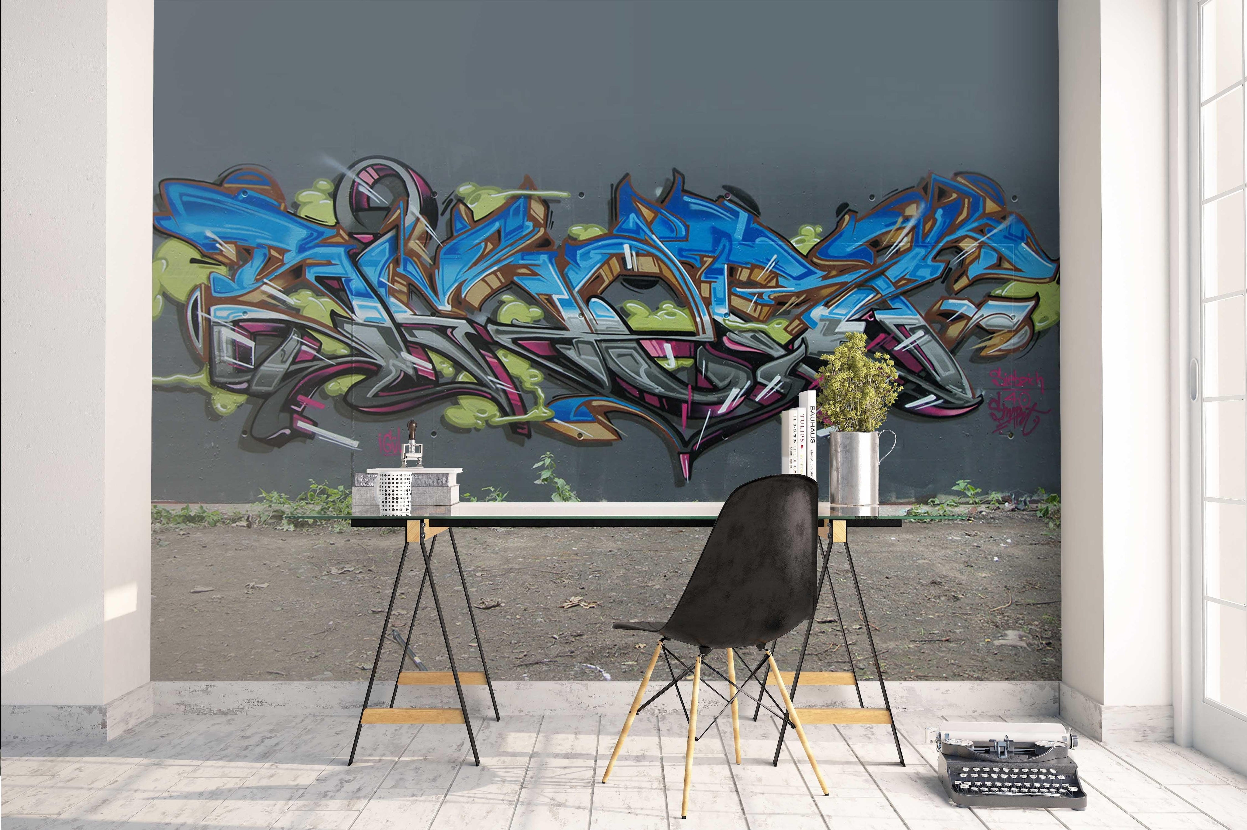 3D Abstract Blue Slogan Wall Mural Wallpaper 243- Jess Art Decoration