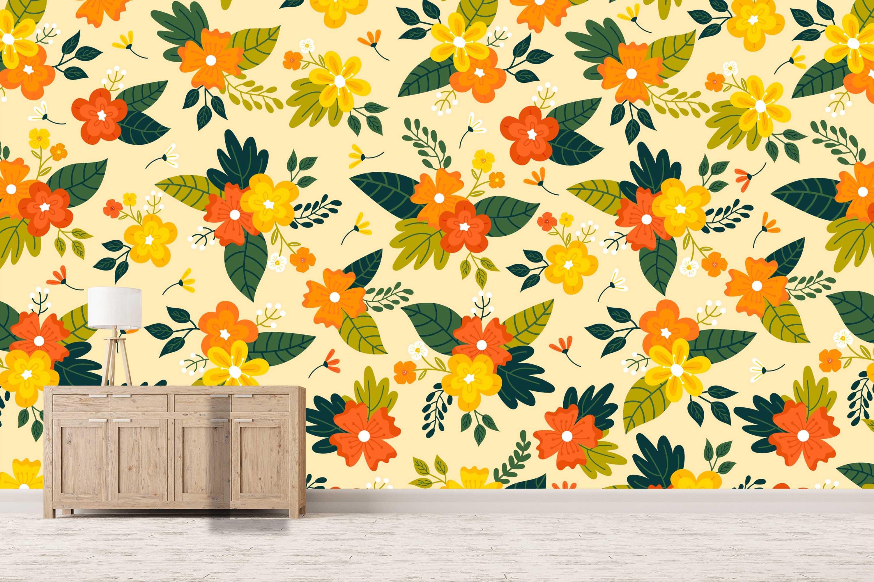 3D cartoon color flower pattern wall mural wallpaper 14- Jess Art Decoration