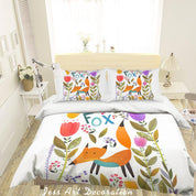 3D Cartoon Fox Flower Quilt Cover Set Bedding Set Pillowcases 51- Jess Art Decoration