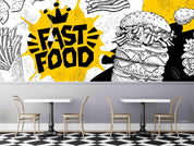 3D Fast Food Restaurant Burger Background Wall Mural Wallpaper LQH 14- Jess Art Decoration