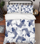 3D Dark Blue Carp Quilt Cover Set Bedding Set Pillowcases 33- Jess Art Decoration