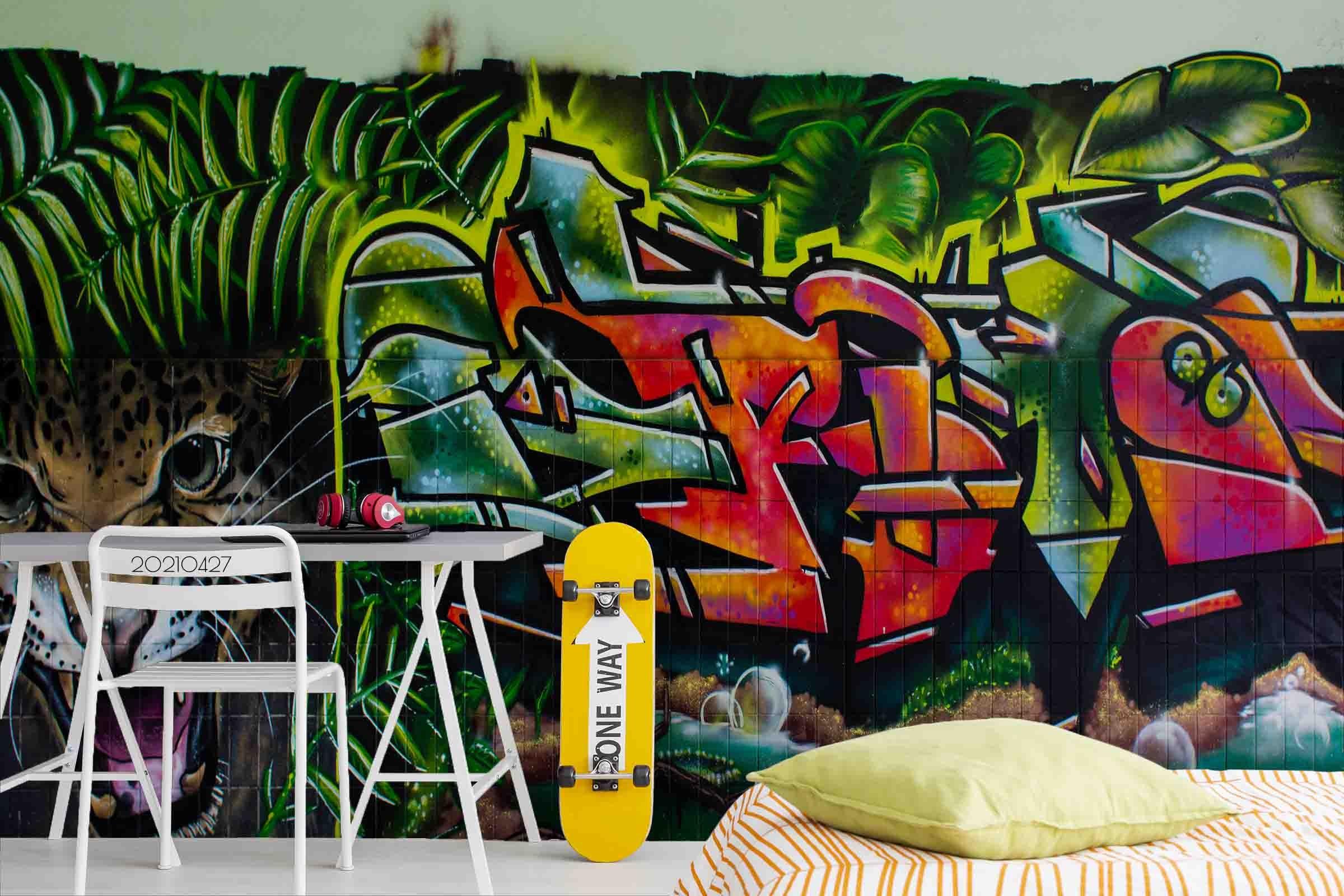 3D Abstract Color Art Graffiti Wall Mural Wallpaper LQH 65- Jess Art Decoration