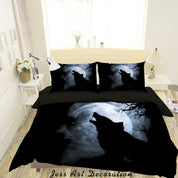 3D Moon Wolf Quilt Cover Set Bedding Set Duvet Cover Pillowcases SF07- Jess Art Decoration