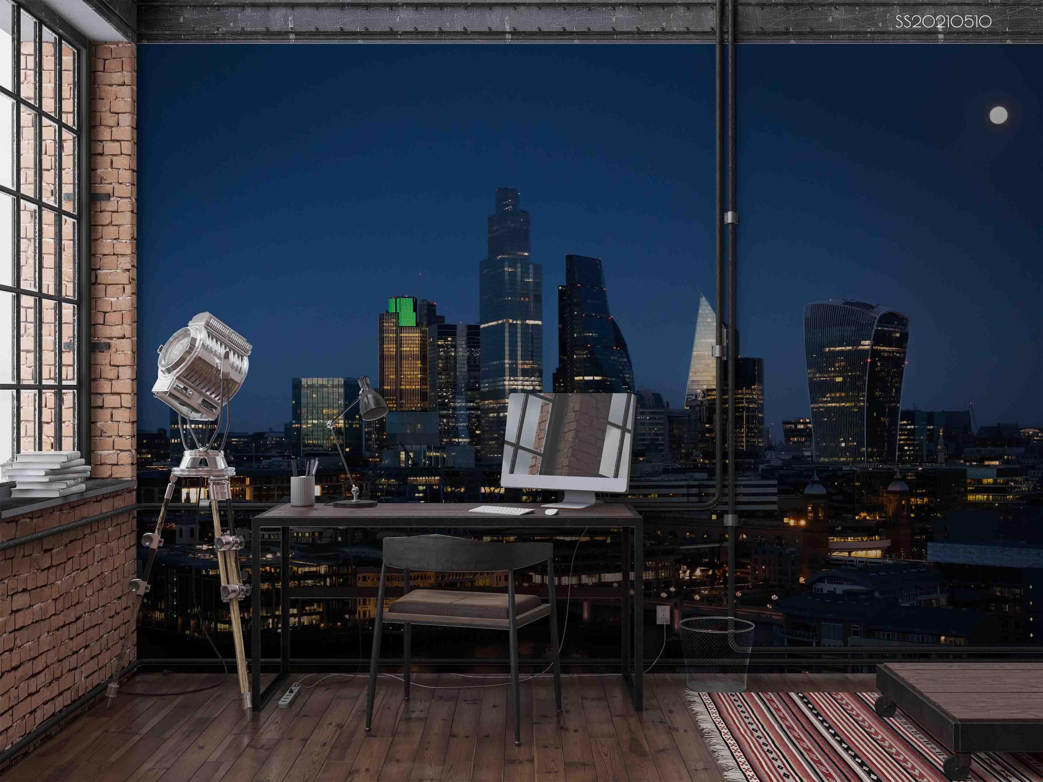 3D City Night View Building Wall Mural Wallpaper LQH 364- Jess Art Decoration