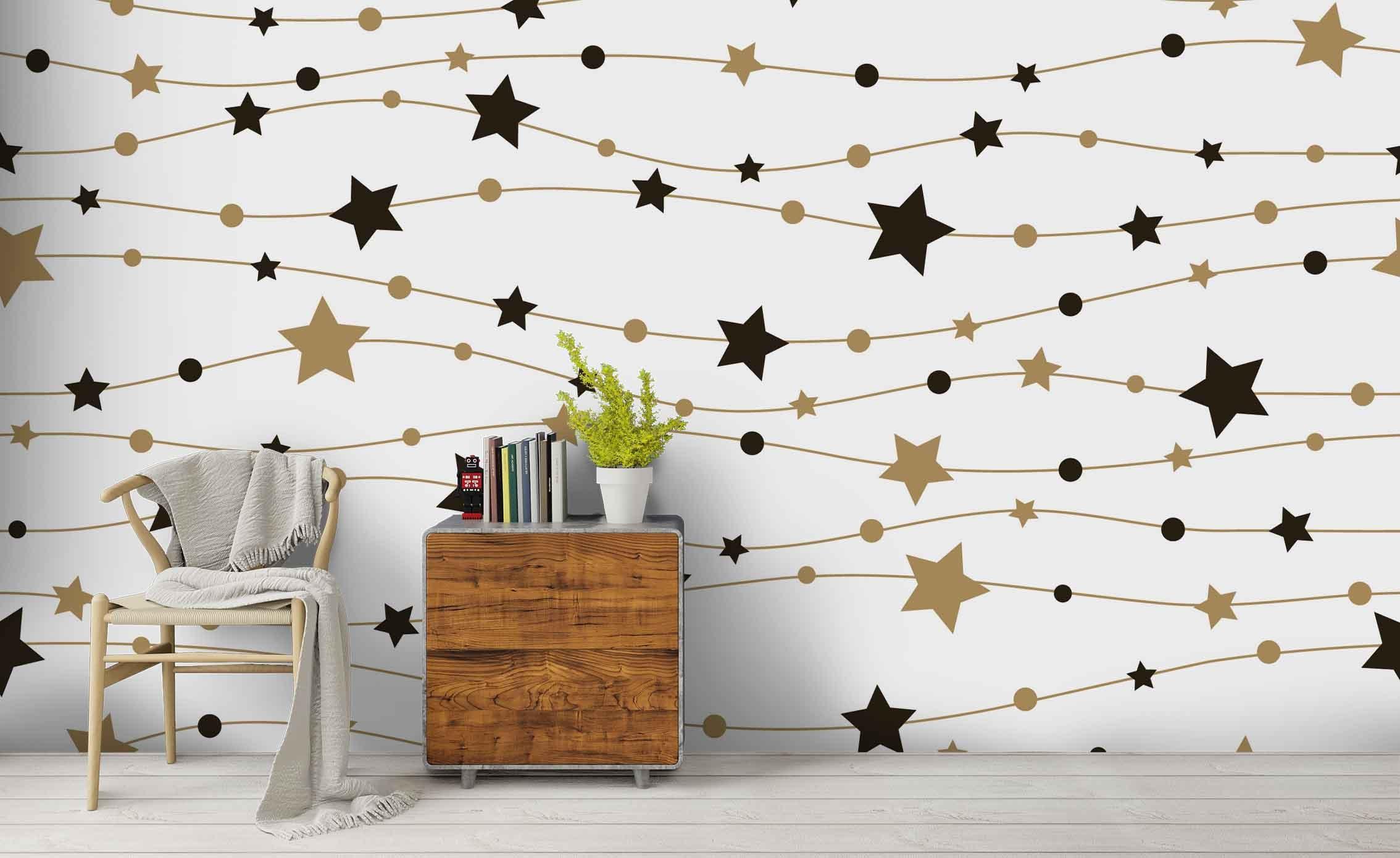 3D Black Golden Stars Wall Mural Wallpaper 62- Jess Art Decoration