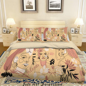 3D Abstract Girl Face Leaves Plant Quilt Cover Set Bedding Set Duvet Cover Pillowcases LXL- Jess Art Decoration