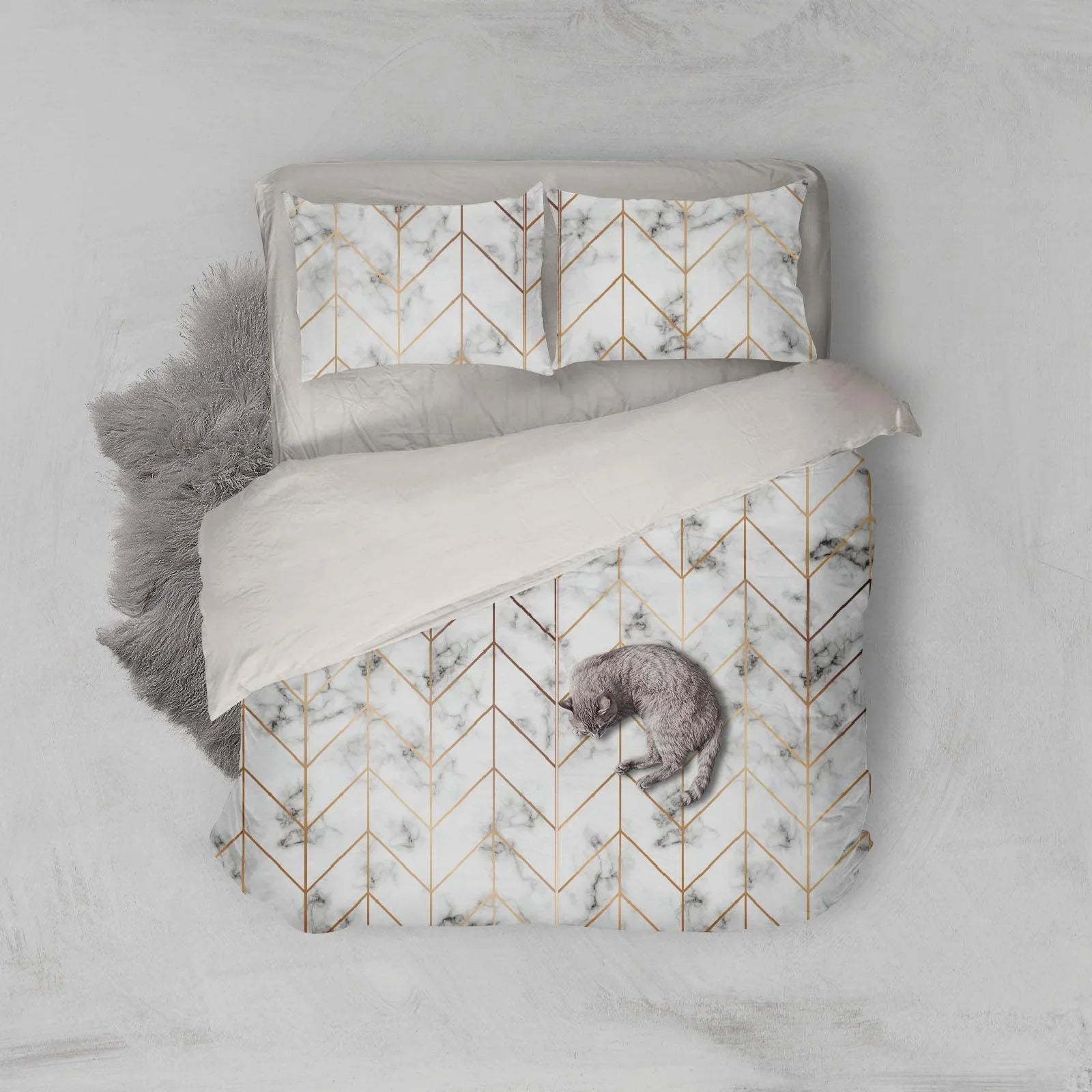 3D Marble Golden Lines Quilt Cover Set Bedding Set Pillowcases 95- Jess Art Decoration
