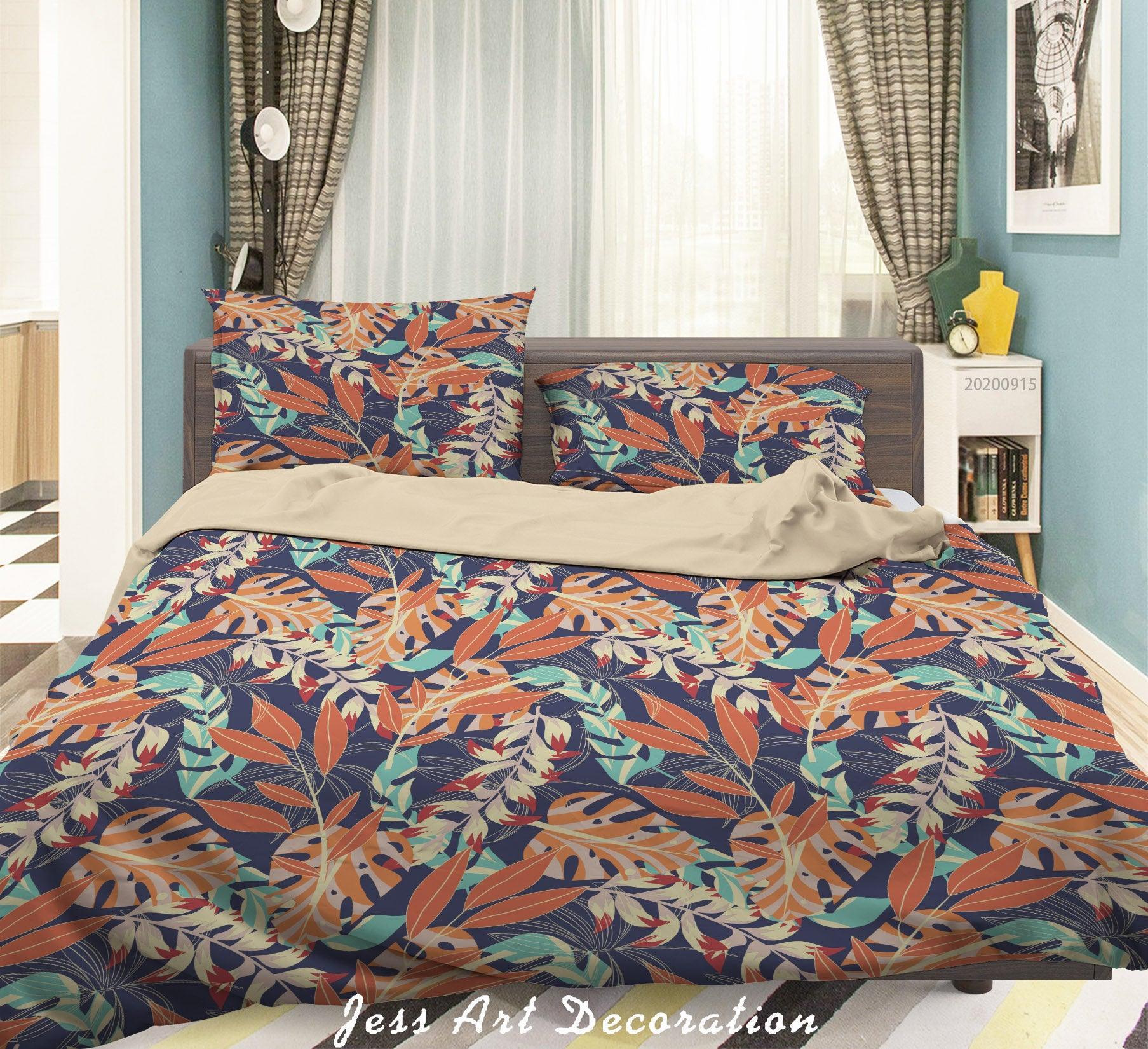3D Plant Leaves Flower Pattern Quilt Cover Set Bedding Set Duvet Cover Pillowcases WJ 9064- Jess Art Decoration