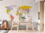 3D World Map Color Wall Mural Wallpaper LQH 172- Jess Art Decoration