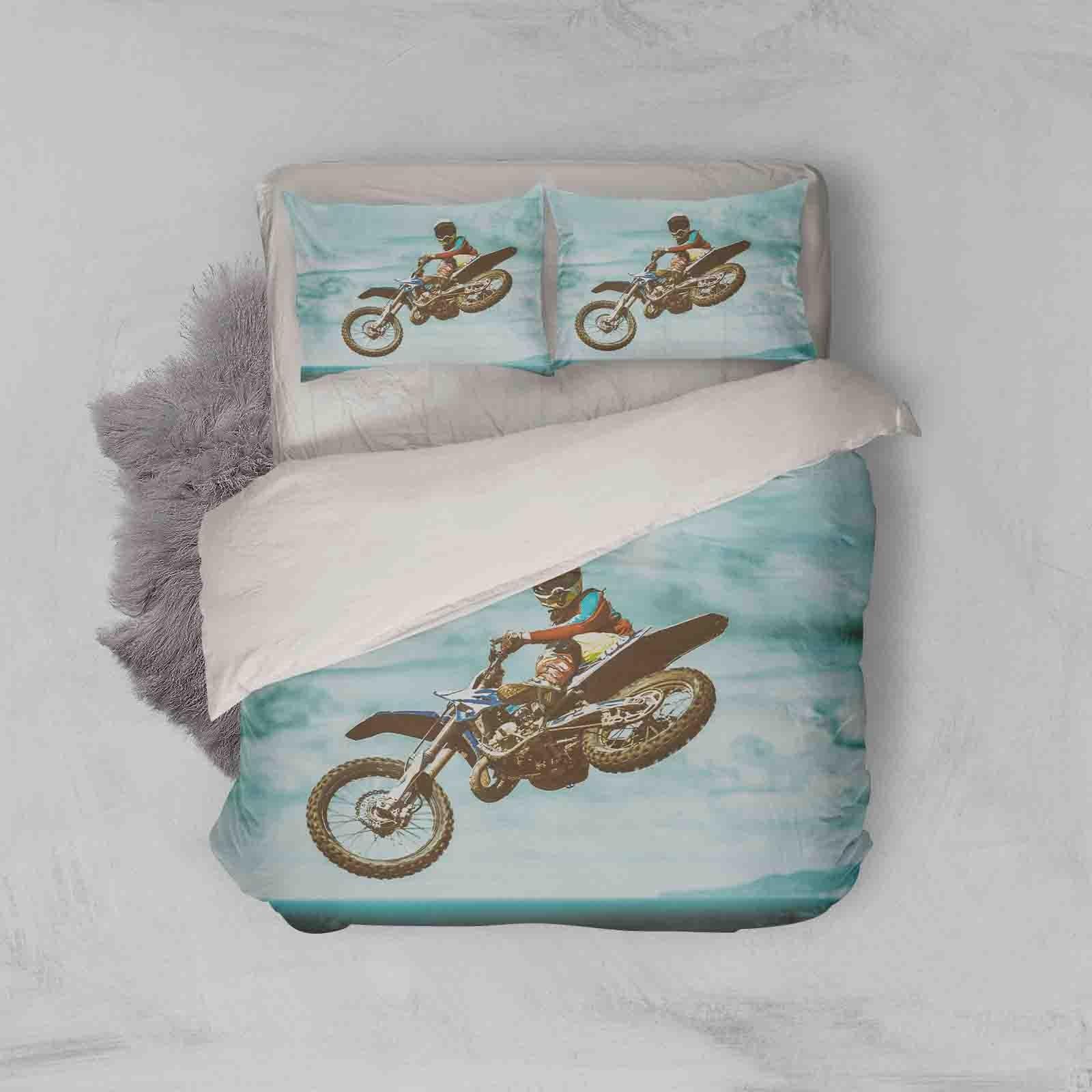 3D Dirt Bike Stunt Quilt Cover Set Bedding Set Pillowcases A212 LQH- Jess Art Decoration