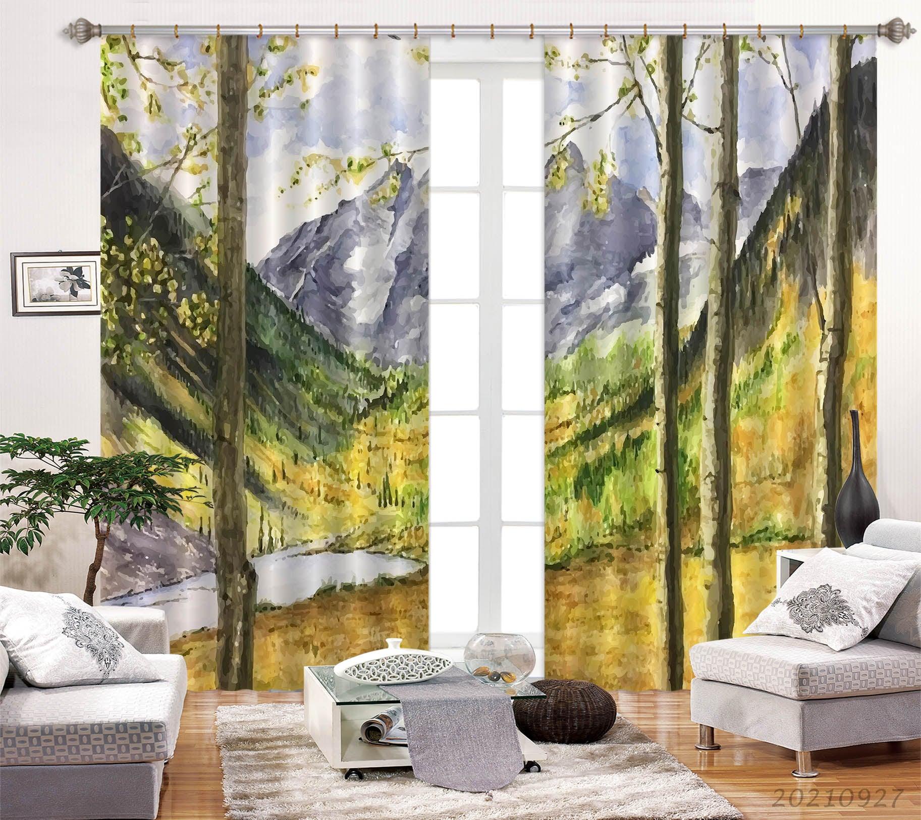 3D Landscape Oil Painting Curtains and Drapes LQH 126- Jess Art Decoration