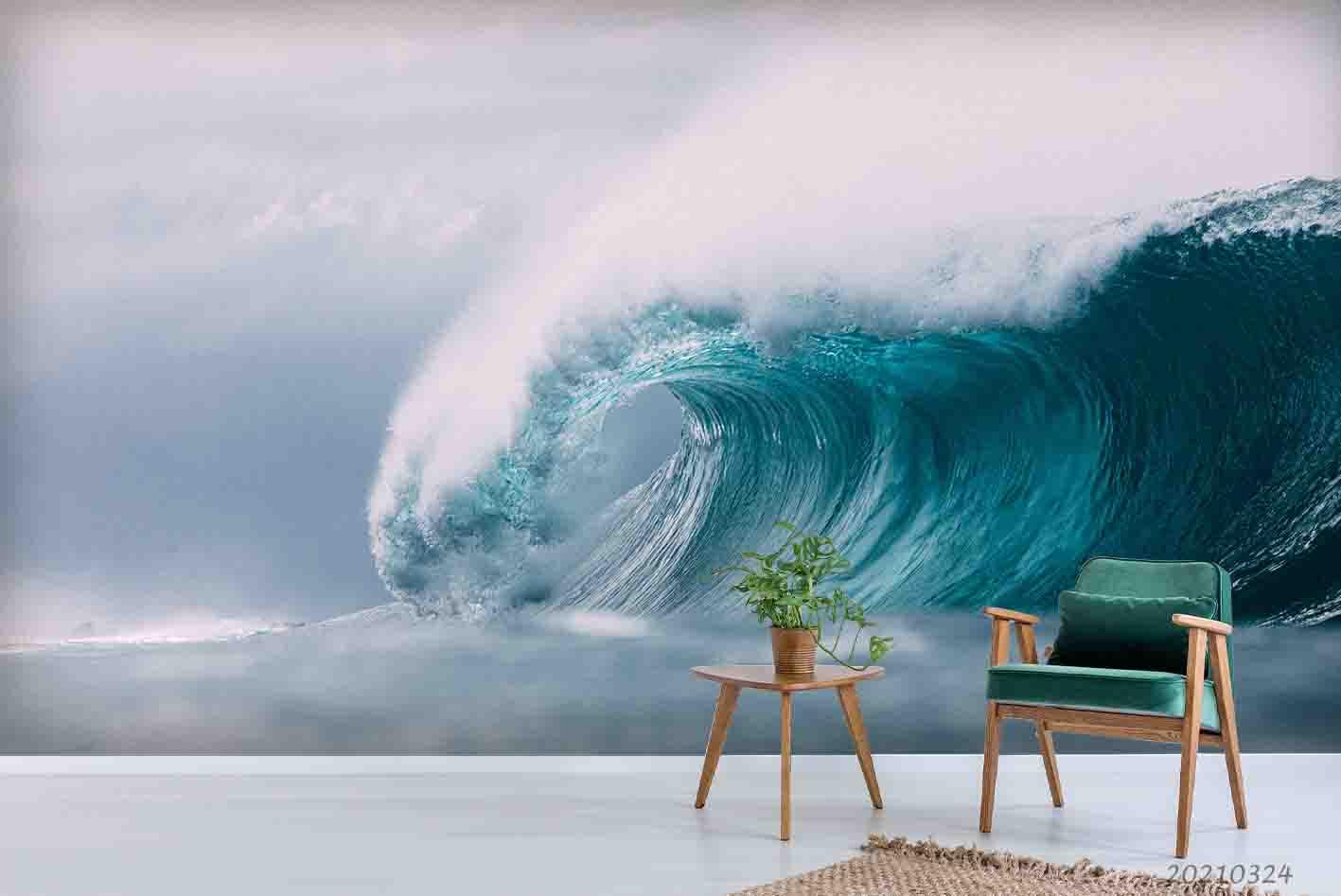 3D Sea Wave Landscape Wall Mural Wallpaper LQH 337- Jess Art Decoration