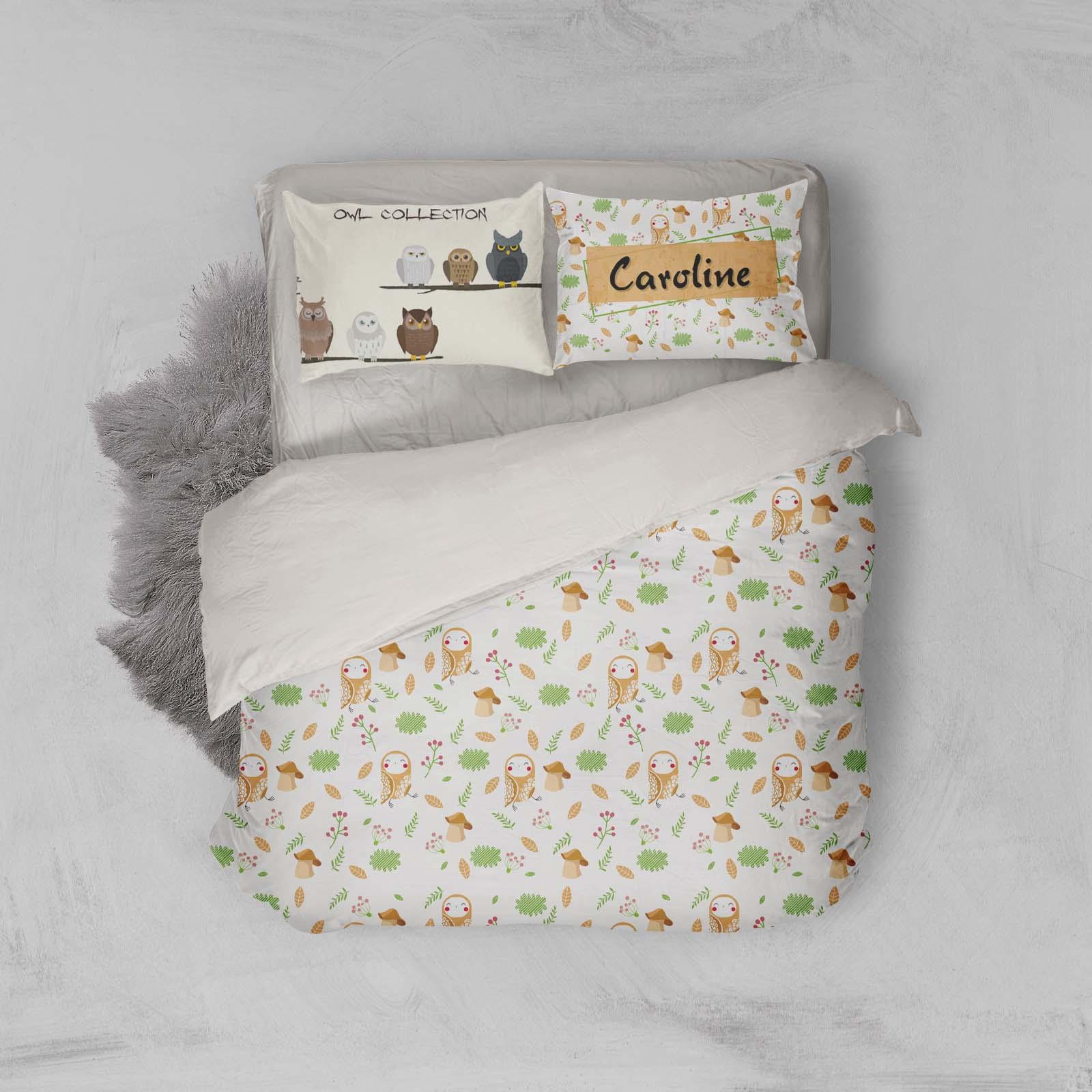 3D Abstract Owl Mushroom Quilt Cover Set Bedding Set Pillowcases 34- Jess Art Decoration