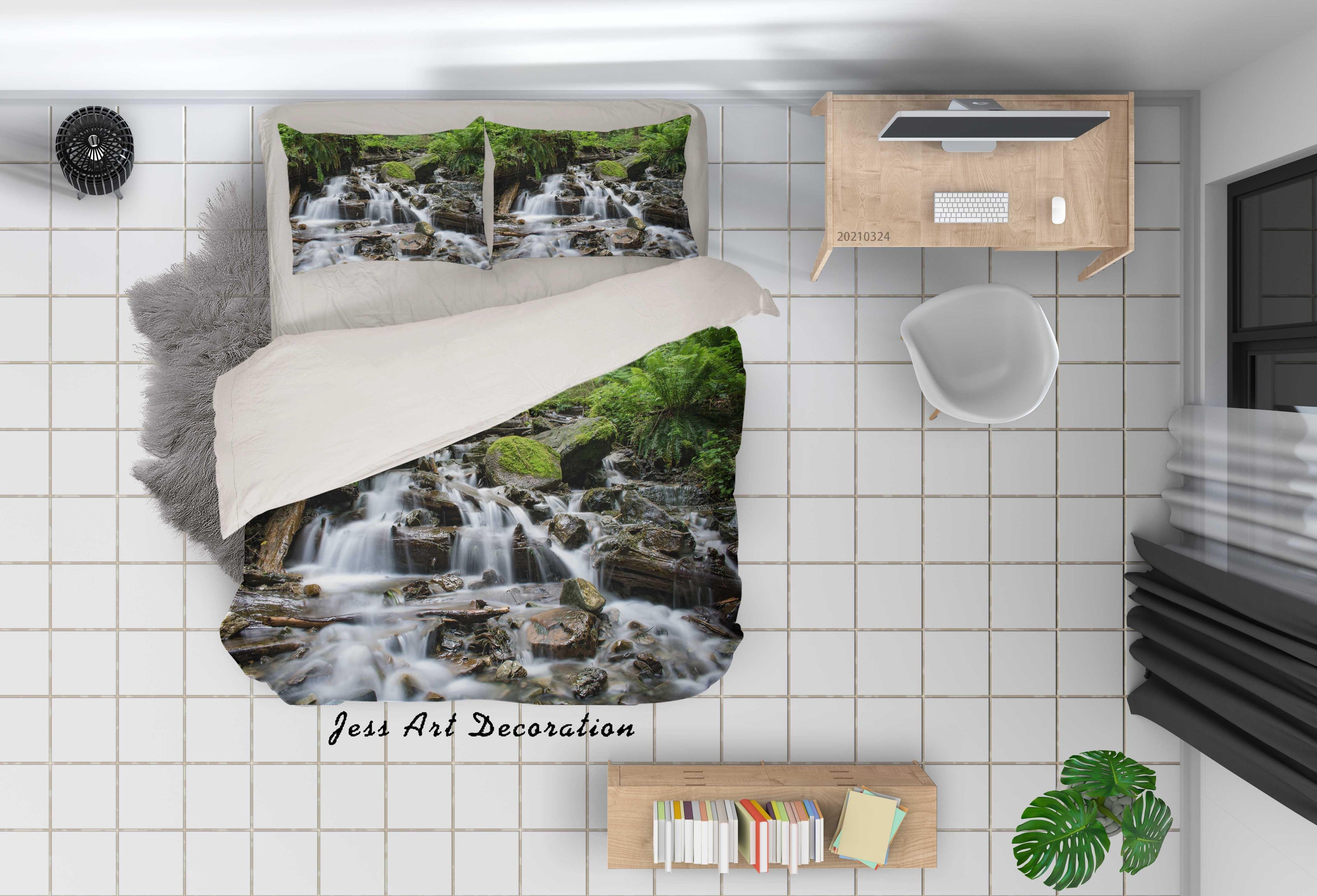 3D Forest Stream Landscape Quilt Cover Set Bedding Set Duvet Cover Pillowcases 91 LQH- Jess Art Decoration