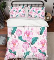 3D Pink Watercolor Floral Quilt Cover Set Bedding Set Pillowcases SF41- Jess Art Decoration