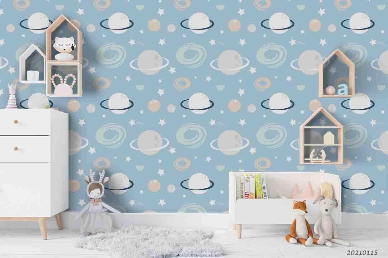 3D Cartoon Space Planet Wall Mural Wallpaper LQH 51- Jess Art Decoration