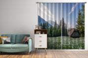 3D Green Plant Flower Log Cabin Metasequoia Curtains and Drapes GD 1536- Jess Art Decoration