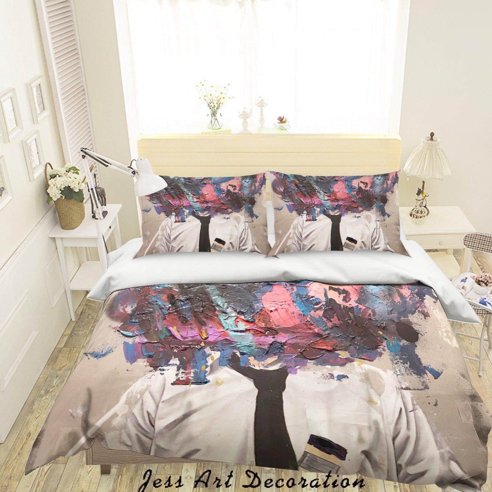 3D Abstract Colorful Tree Plant Quilt Cover Set Bedding Set Duvet Cover Pillowcases LXL- Jess Art Decoration