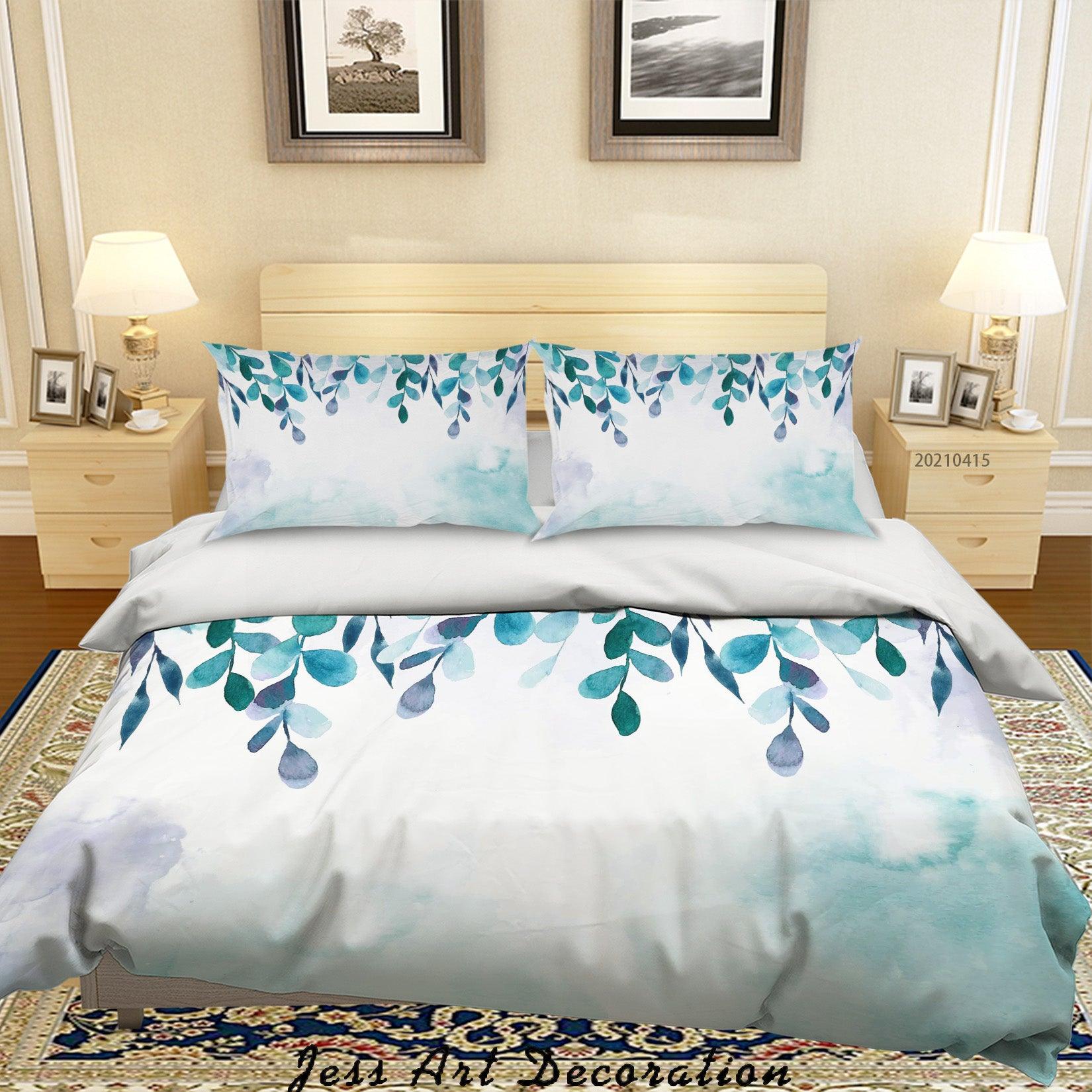 3D Watercolor Leaf Pattern Quilt Cover Set Bedding Set Duvet Cover Pillowcases 109- Jess Art Decoration