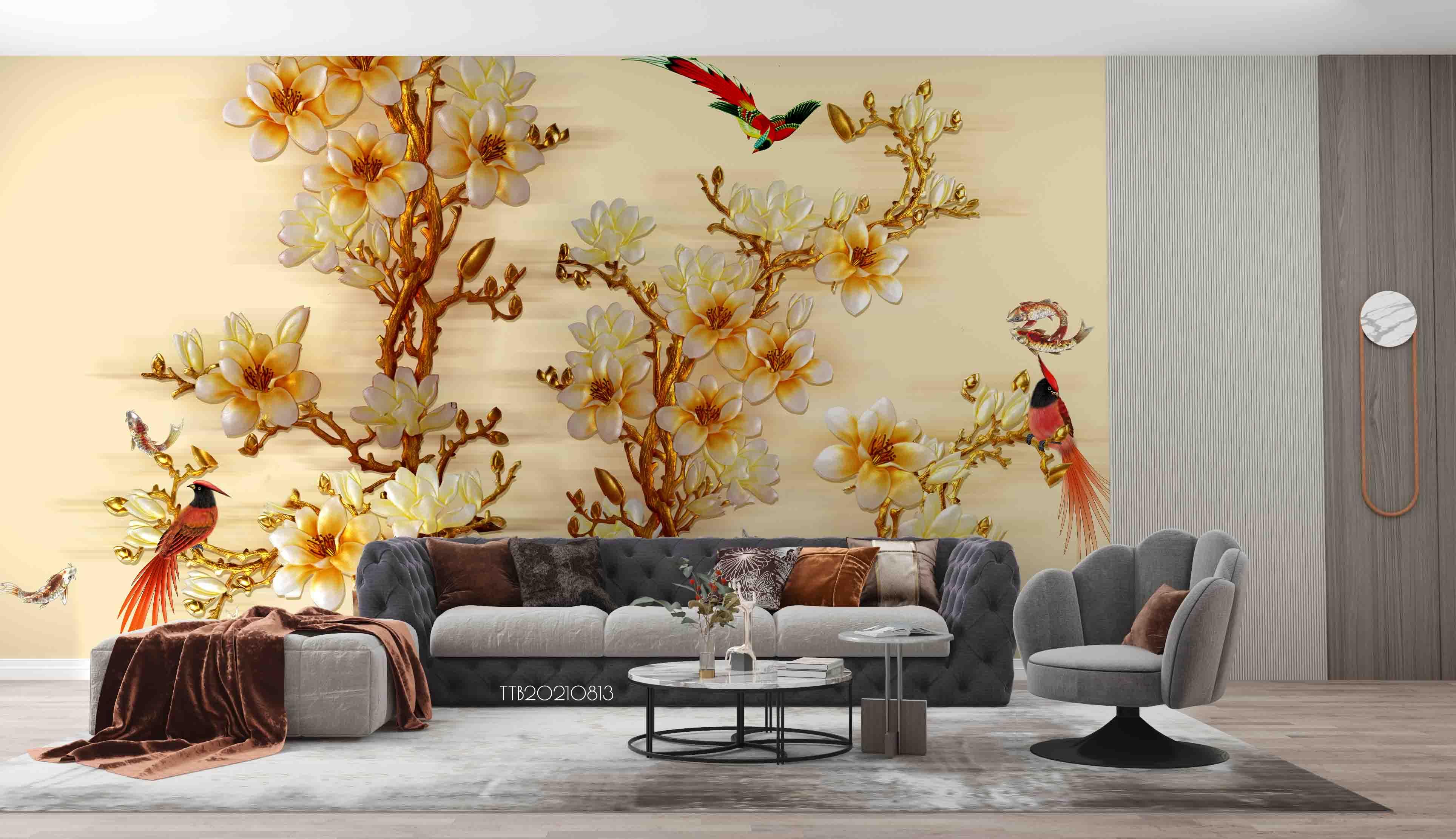 3D Chinese Style Floral Plum Blossom Bird Wall Mural Wallpaper 5113- Jess Art Decoration