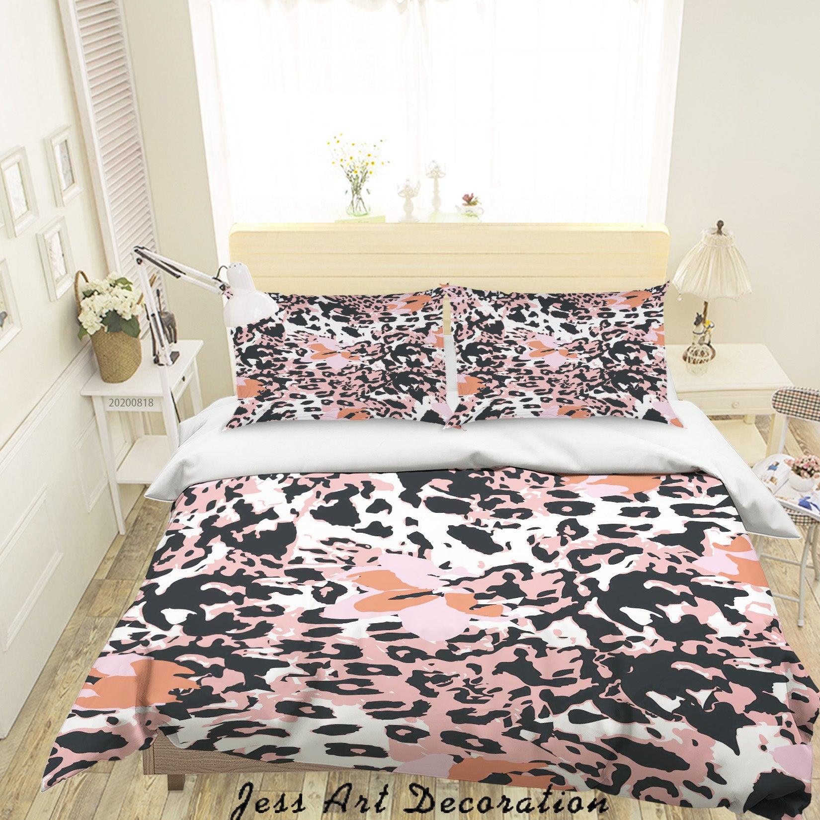 3D Vintage Pattern Abstract Pink Black Quilt Cover Set Bedding Set Duvet Cover Pillowcases LXL- Jess Art Decoration