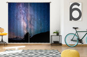 3D Nature Mountain Tree Silhouette Starry Sky Curtains and Drapes GD 2965- Jess Art Decoration