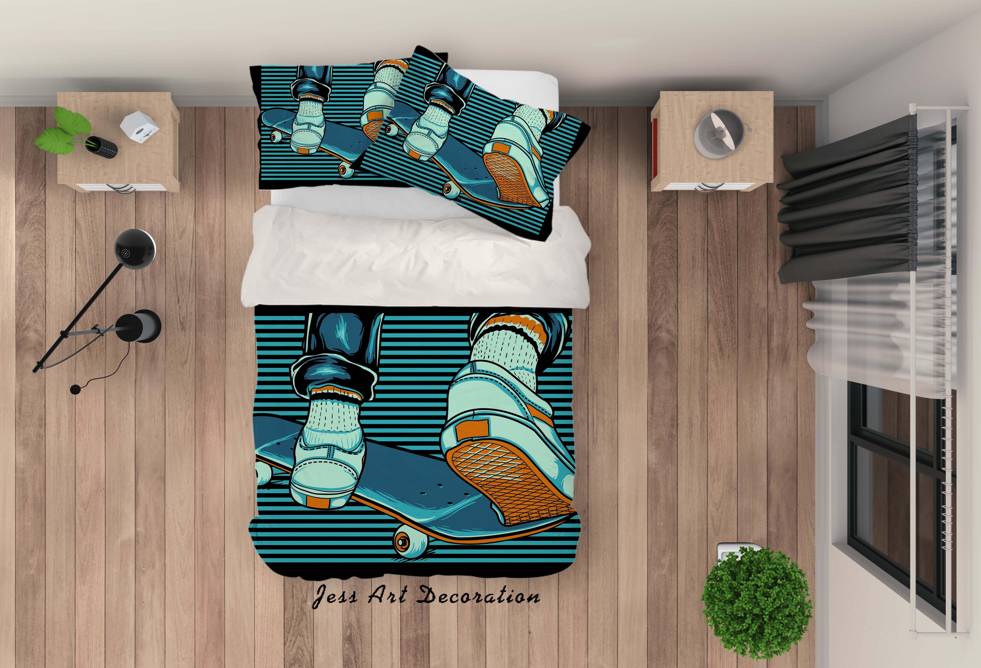 3D Skateboard Skate Quilt Cover Set Bedding Set Pillowcases 96- Jess Art Decoration