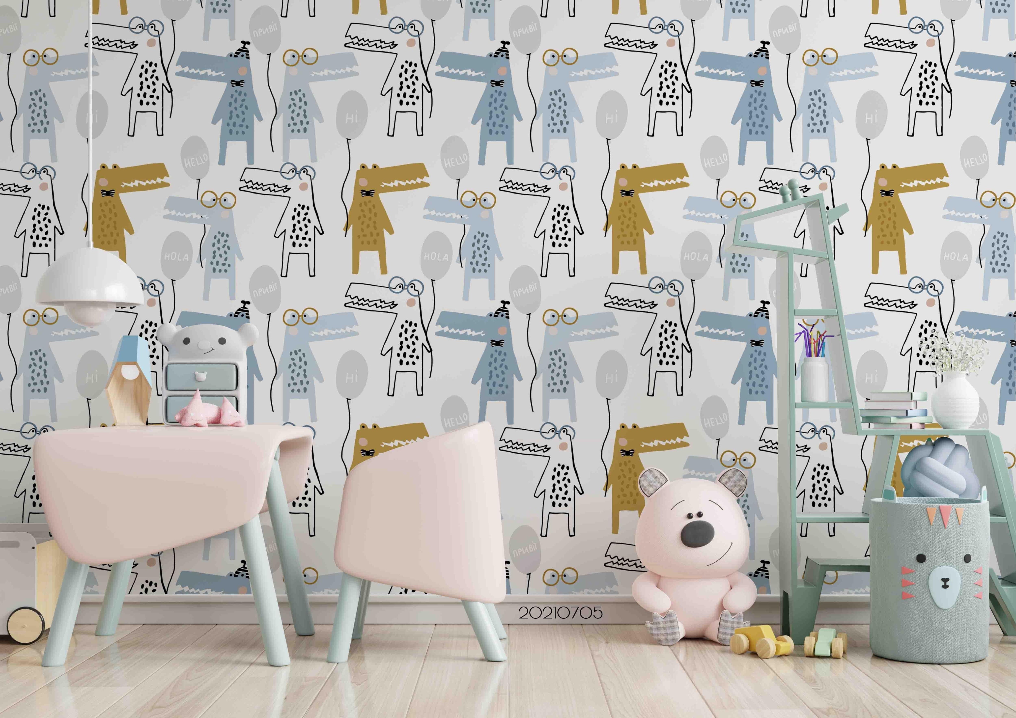3D Cartoon Animal Crocodile Wall Mural Wallpaper LQH 112- Jess Art Decoration