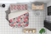 3D Red Blue Flowers Butterfly Quilt Cover Set Bedding Set Duvet Cover Pillowcases SF30- Jess Art Decoration