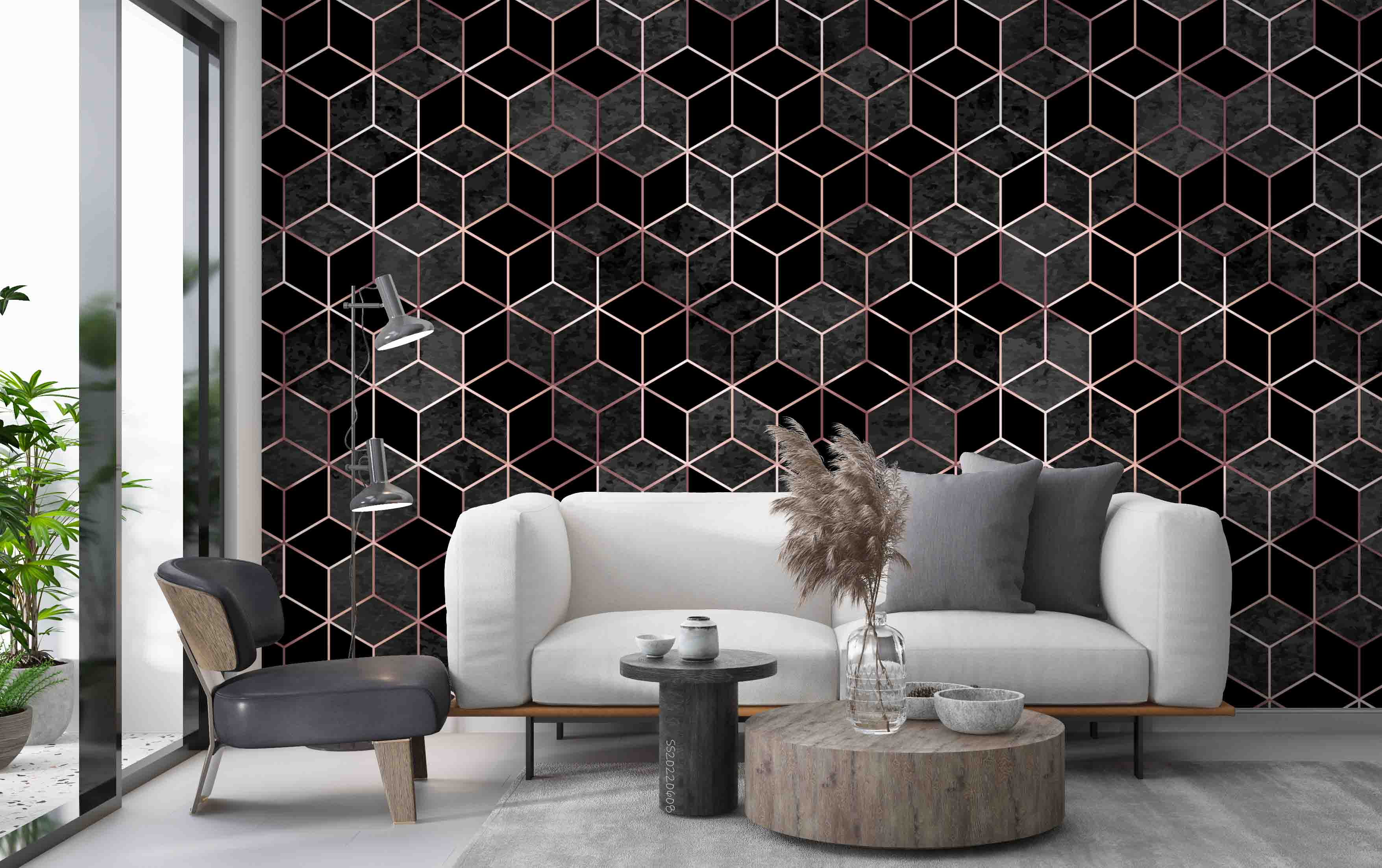 3D Abstract Geometric Cube Black Pattern Wall Mural Wallpaper GD 459- Jess Art Decoration