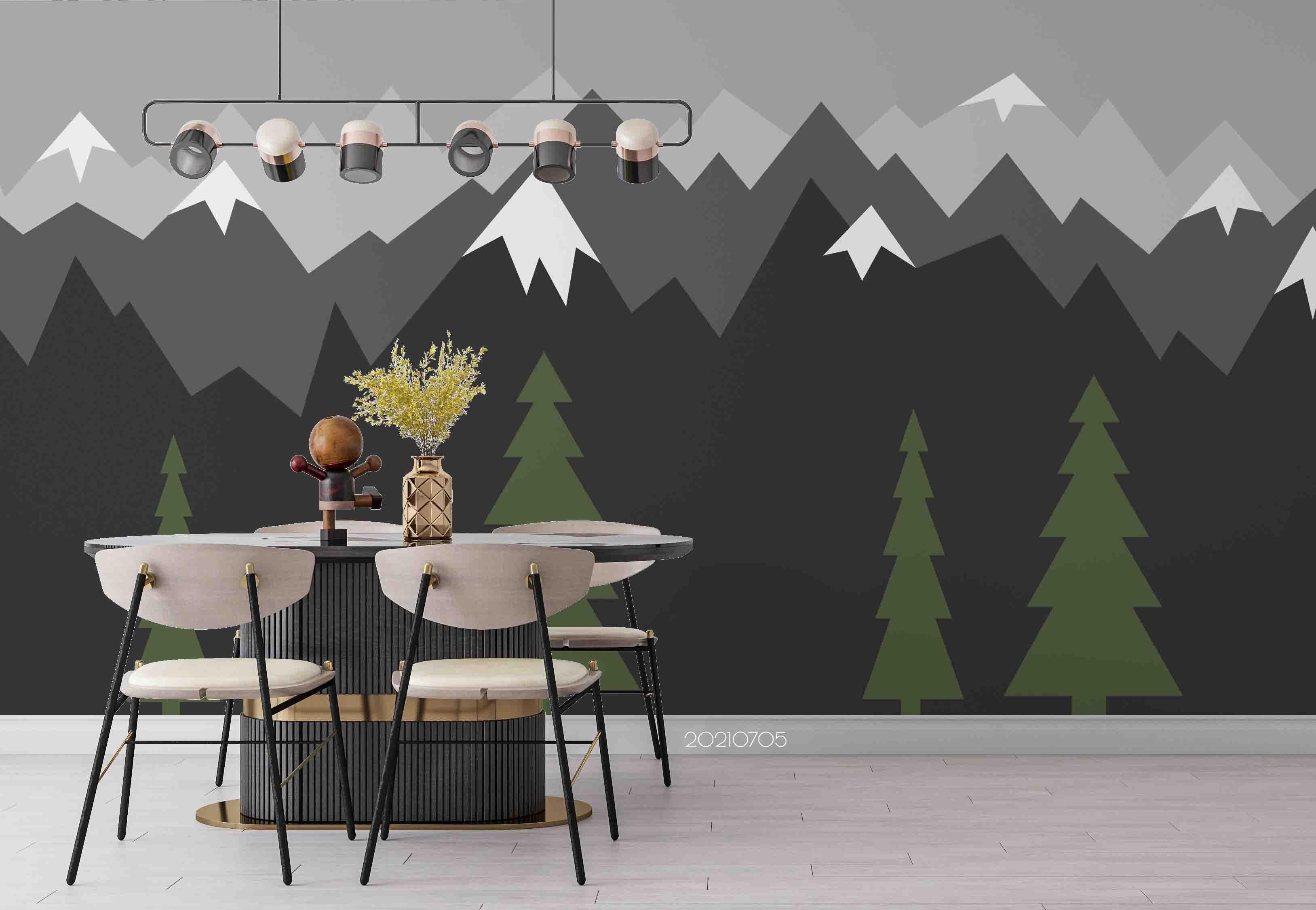 3D Snow Mountain Pine Tree Wall Mural Wallpaper LQH 146- Jess Art Decoration