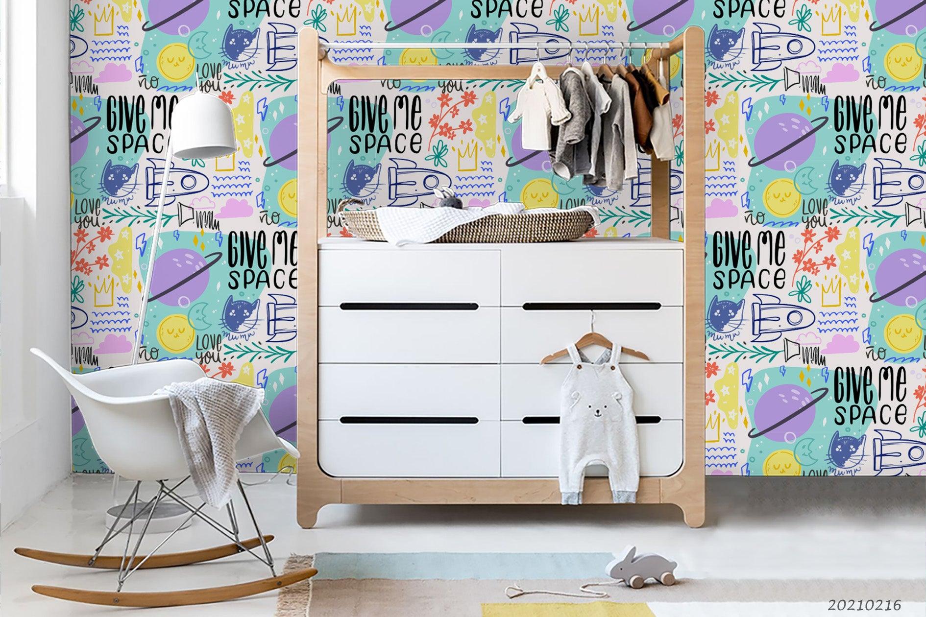 3D Hand Drawn Color Rocket Planet Wall Mural Wallpaper LQH 434- Jess Art Decoration