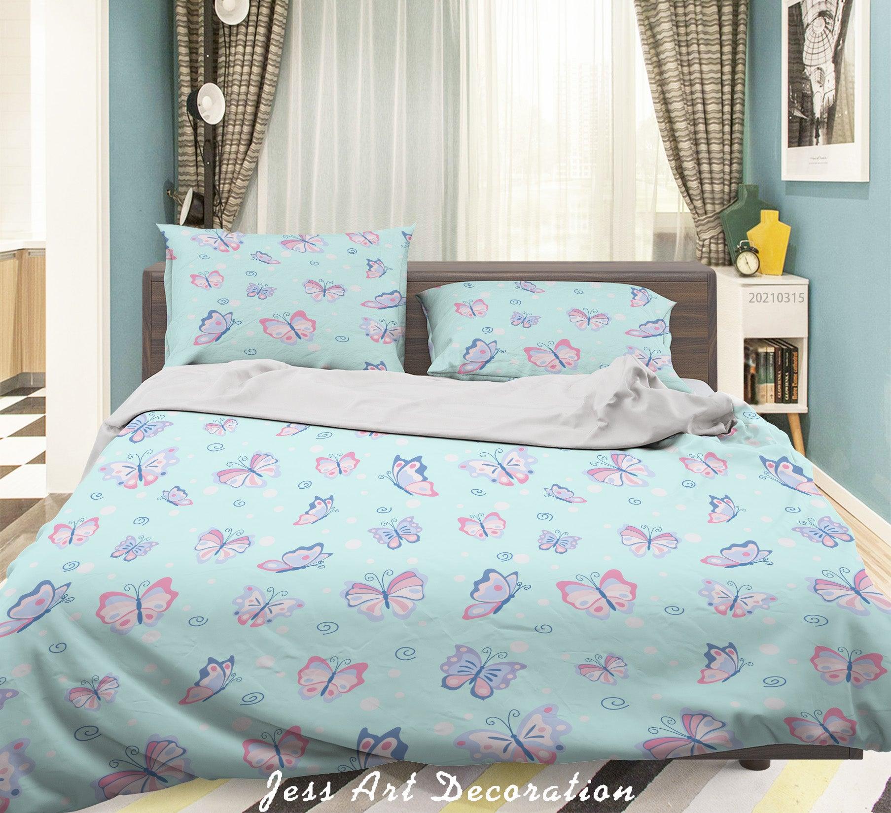 3D Watercolor Blue Butterfly Quilt Cover Set Bedding Set Duvet Cover Pillowcases 48- Jess Art Decoration