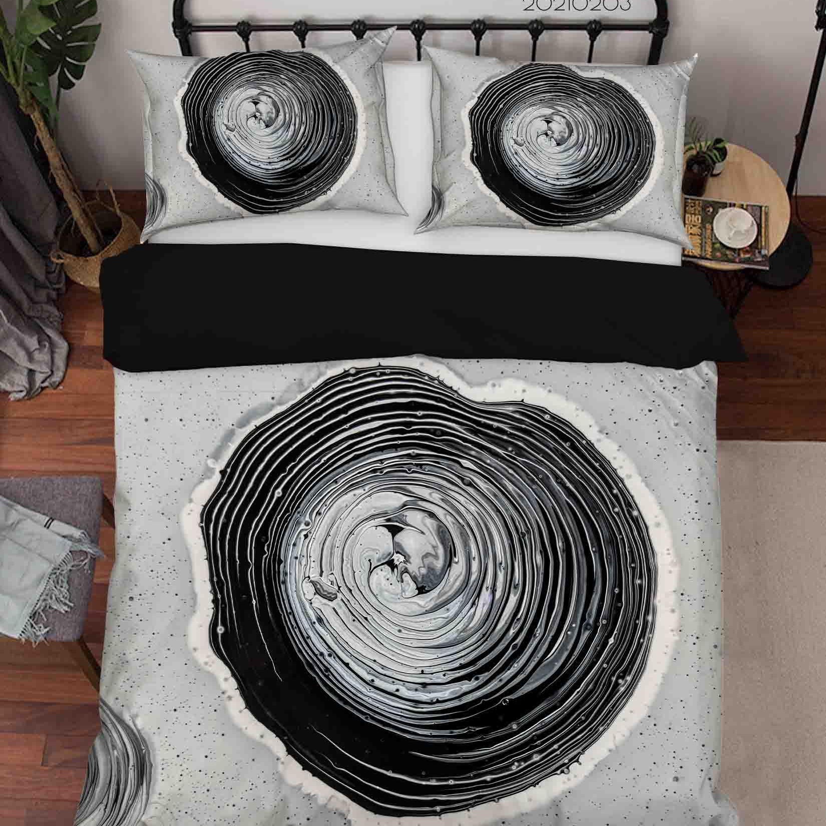 3D Abstract Black Marble Texture Quilt Cover Set Bedding Set Duvet Cover Pillowcases 2- Jess Art Decoration