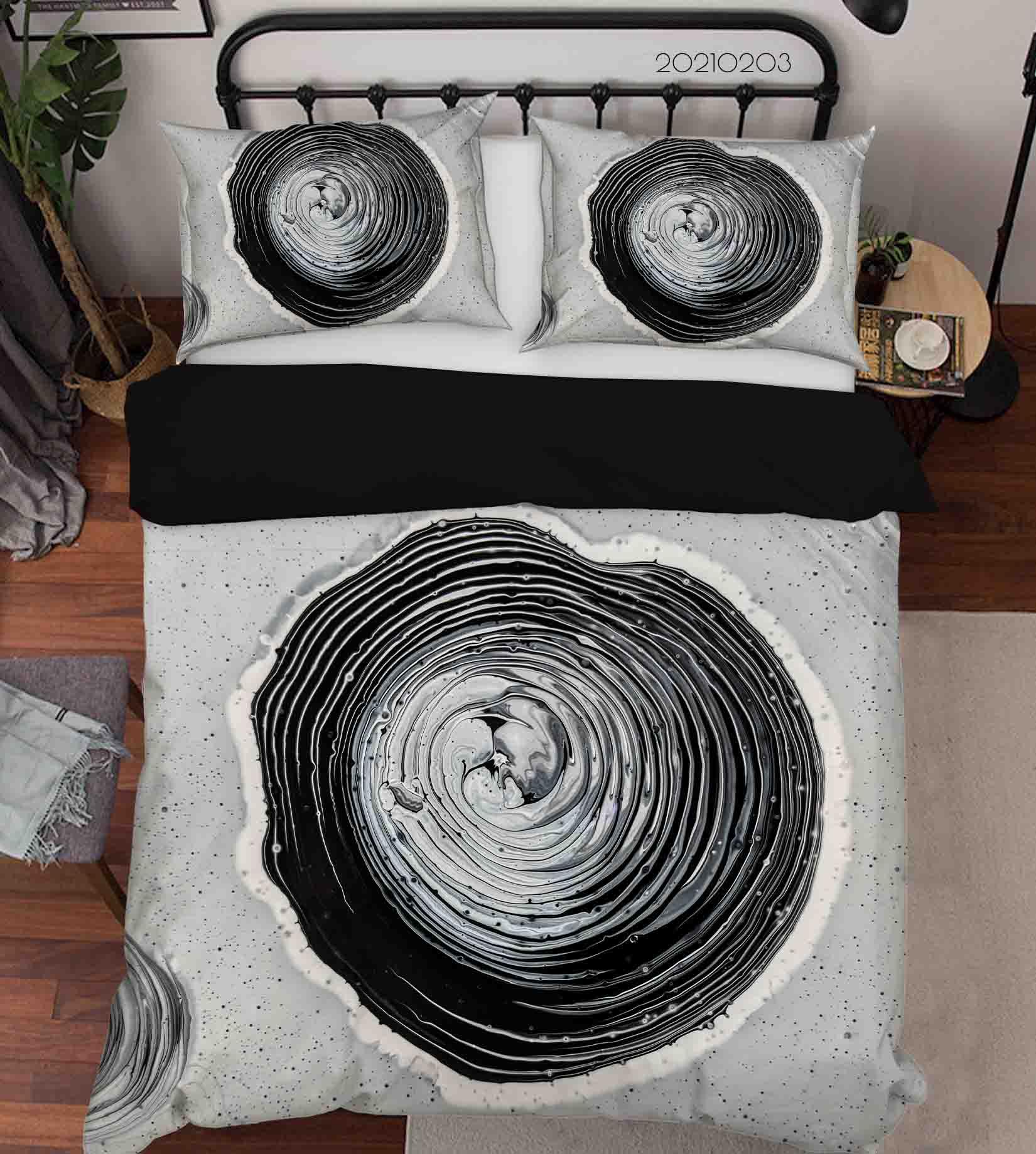 3D Abstract Black Marble Texture Quilt Cover Set Bedding Set Duvet Cover Pillowcases 2- Jess Art Decoration
