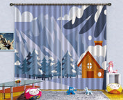 3D Winter Snow Mountain Forest Landscape Curtains and Drapes LQH 29- Jess Art Decoration