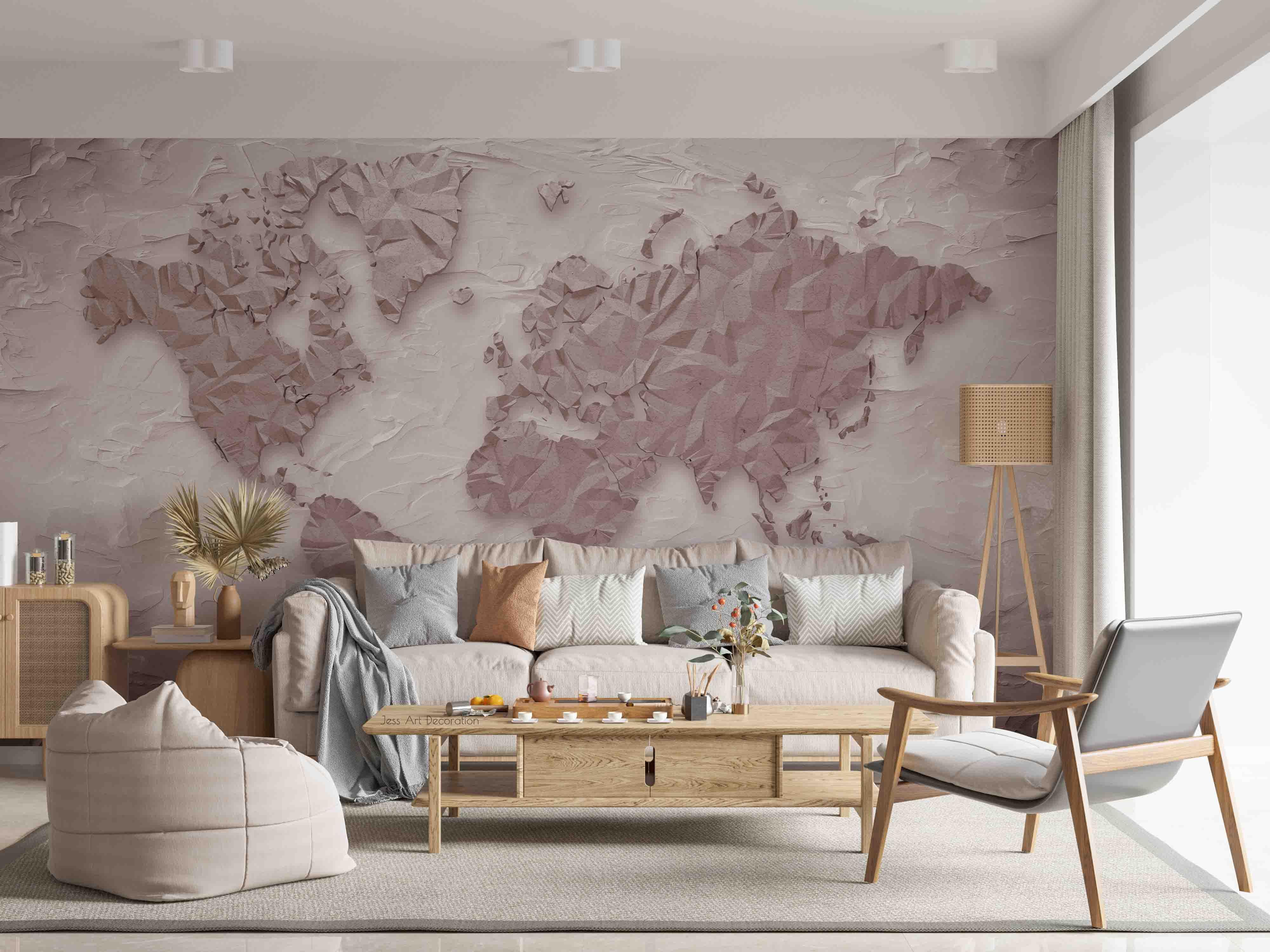 3D Relief World Map Wall Mural Wallpaper GD 3039- Jess Art Decoration