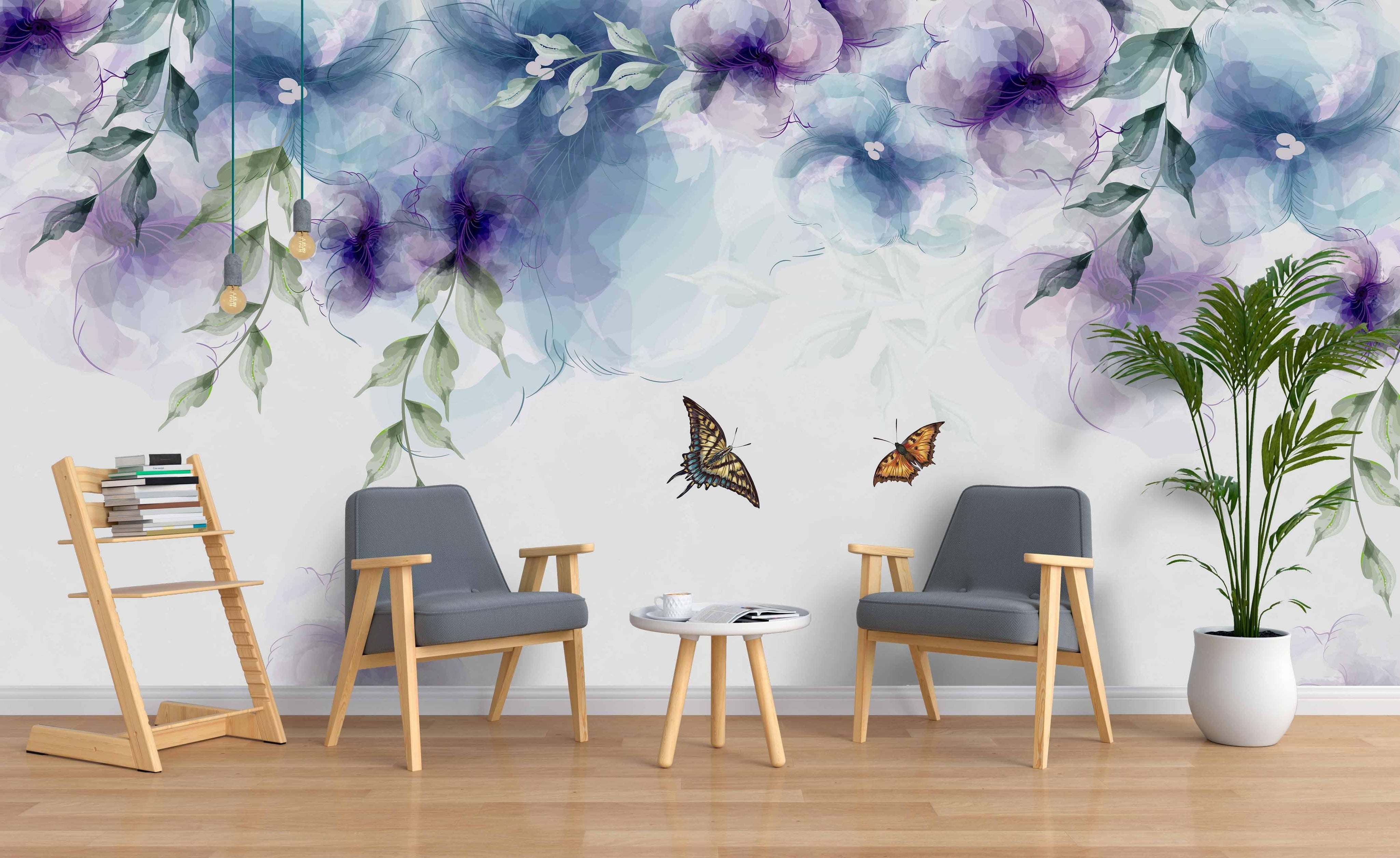 3D Watercolor Floral Butterfly Wall Mural Wallpaper 241- Jess Art Decoration