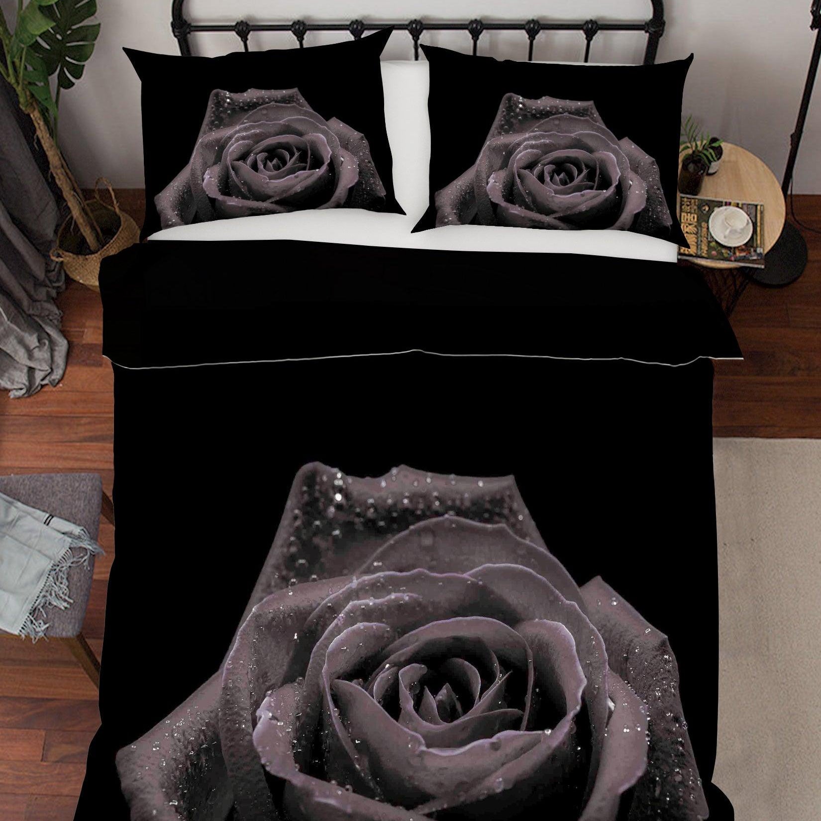3D Flowers Black Rose Quilt Cover Set Bedding Set Pillowcasesn 44- Jess Art Decoration