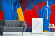 3D Abstract Oil Painting Brush Burlap Blue Color Wall Mural Wallpaper SWW994- Jess Art Decoration