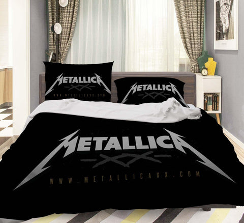 3D Metallica Rock Band Quilt Cover Set Bedding Set Pillowcases 26- Jess Art Decoration